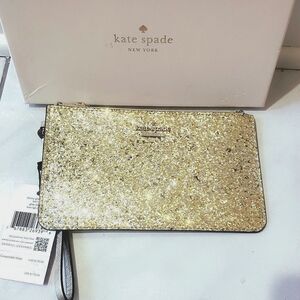 Kate Spade Gold Shimmy Glitter Sparkle clutch wristlet
